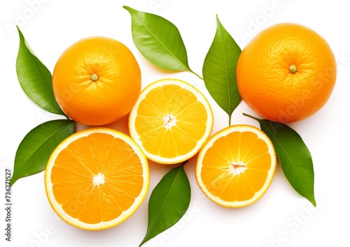 A Bunch of Oranges with Leaves