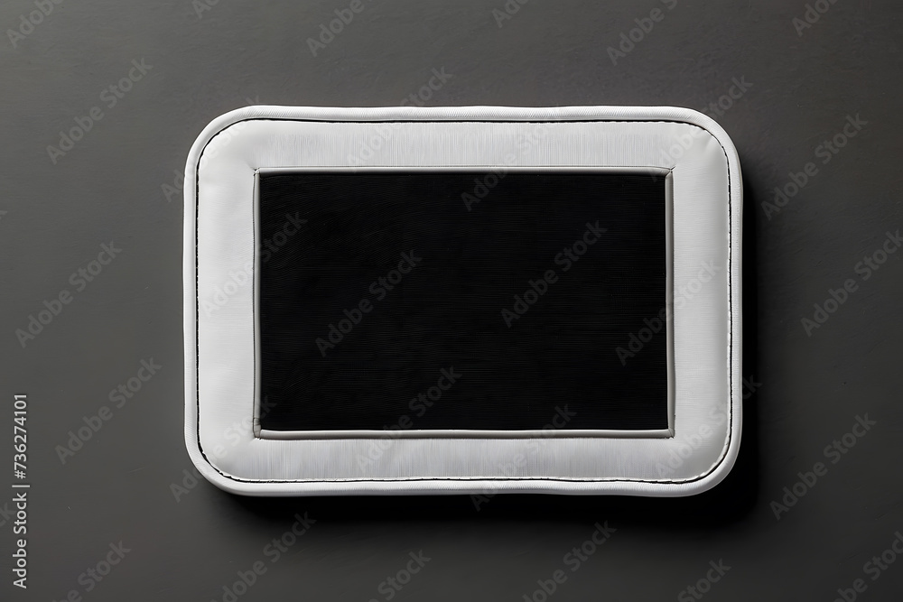 Blank black and white rectangle embroidered patch mockup design, top view design Blank black and white rectangle embroidered patch mockup design, top view design