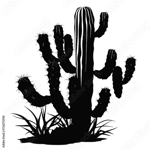 

Black cactus plant silhouette
