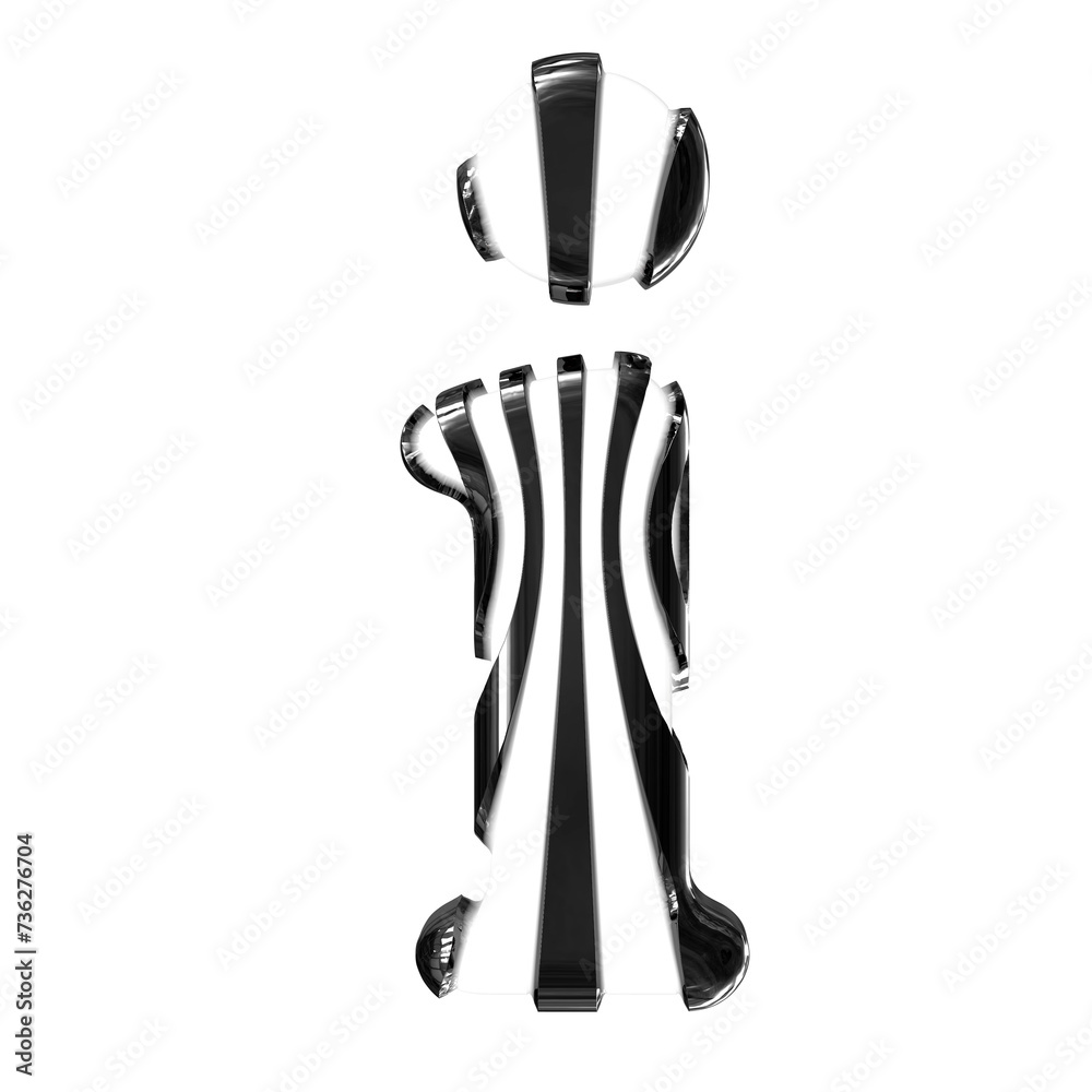 White symbol with black thin straps. letter i