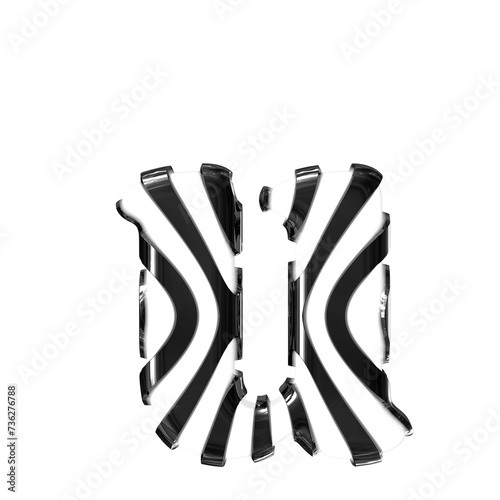 White symbol with black thin straps. letter u