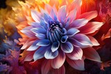 Colorful dahlia flower close up. Colorful flowers background, Close up beautiful follower. AI generated