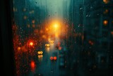Amber rain drops dance upon the window, painting the night with colorfulness and illuminating the darkness with a mesmerizing light