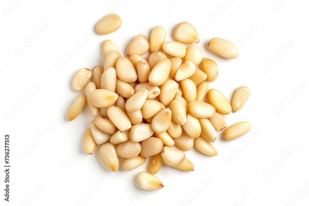 Pine nuts on a white background Pine nuts on a white background