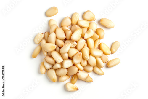 Pine nuts on a white background