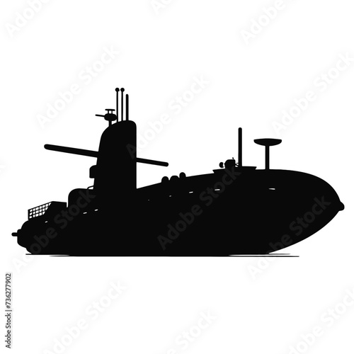 submarine silhouette isolated on white background