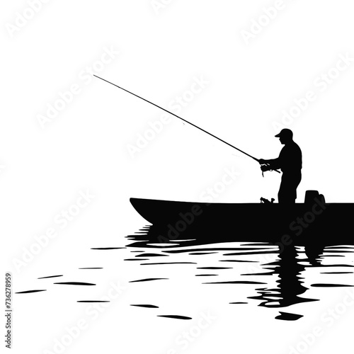 

silhouette of fisherman with rod