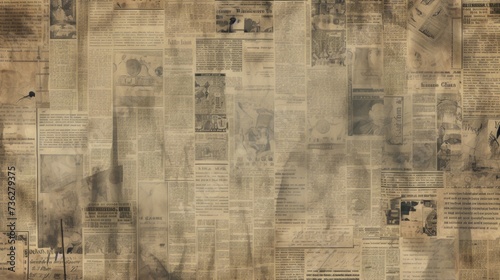 The background is old newspaper clippings in Olive color