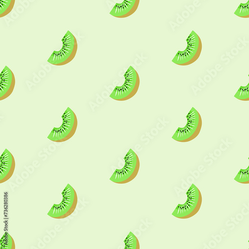 green kiwi slice vector tile pattern
