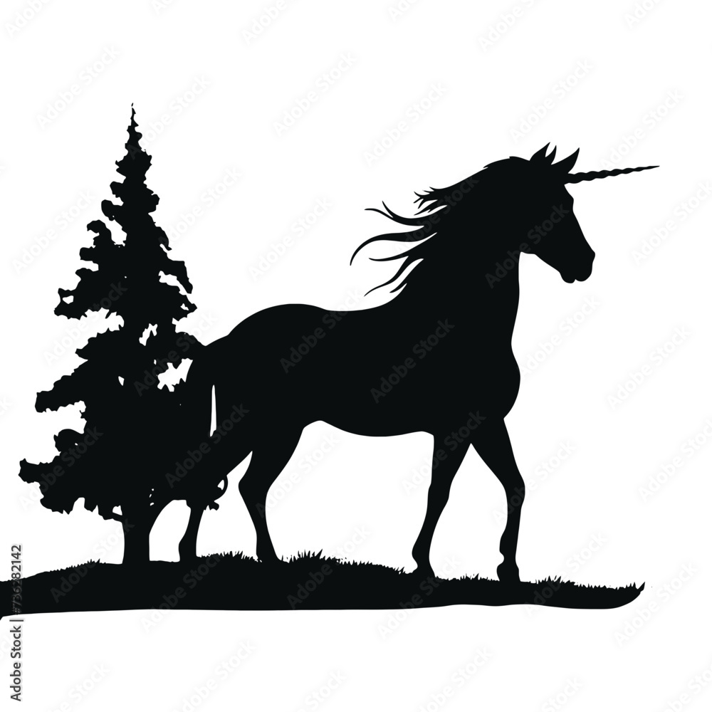 Naklejka premium Unicorn silhouette