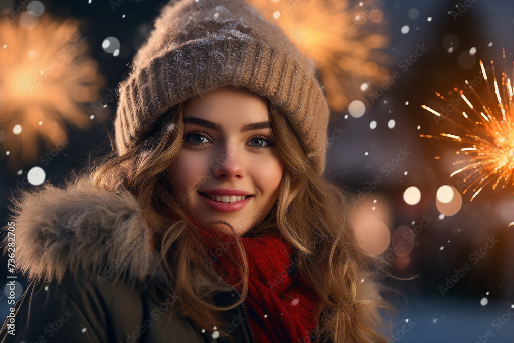 Fireworks show concept people watching admiring wonderful lights winter atmosphere Generative AI Fireworks show concept people watching admiring wonderful lights winter atmosphere Generative AI
