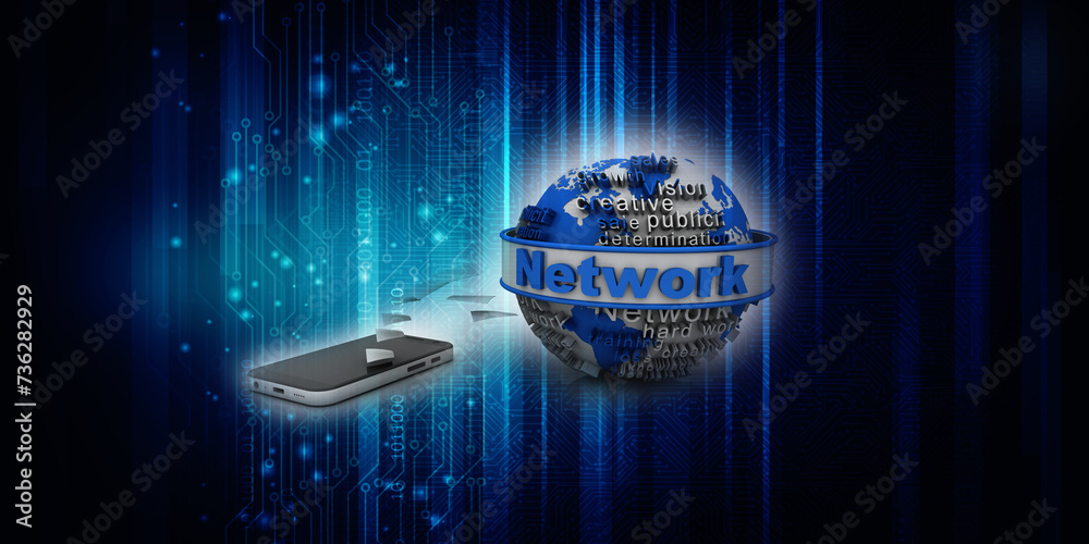 3d rendering Transmitter mobile network - obrazy, fototapety, plakaty 