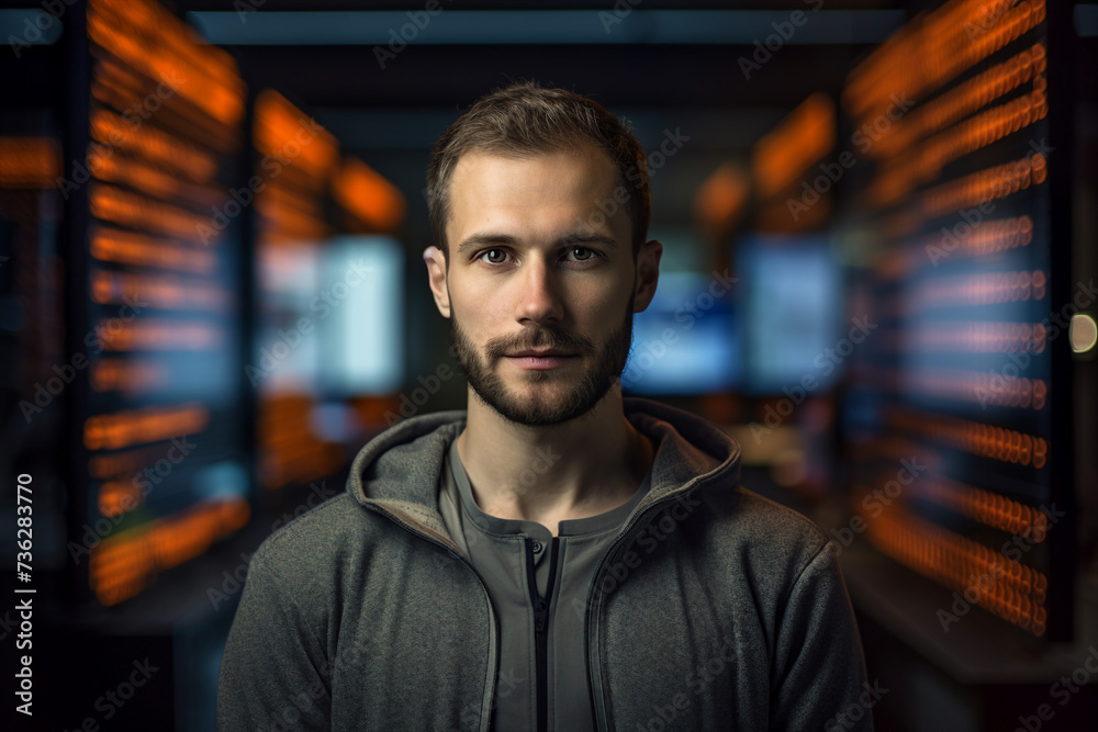 Experienced hacker in action breaking software protection server code Generative Ai image pic Experienced hacker in action breaking software protection server code Generative Ai image pic