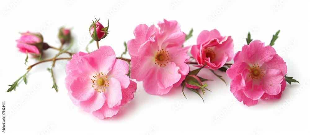 a bunch of pink roses on a white background . High quality