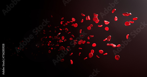 3d render of blood cells on a dark backgrounds