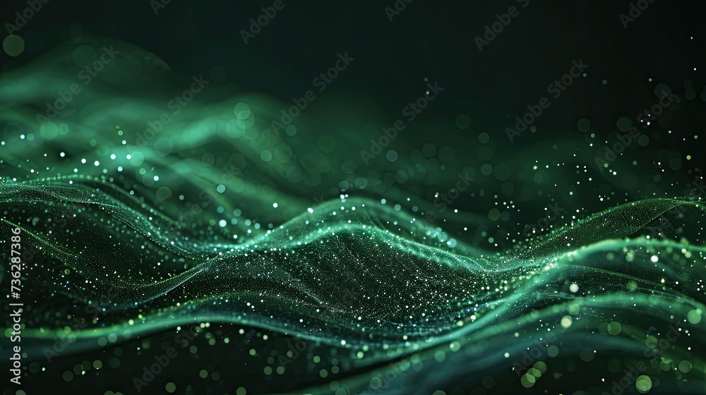 A low-poly shape with connecting green dots and lines on a dark background. Visualization of big data. Abstract futuristic illustration in the field of information technology A low-poly shape with connecting green dots and lines on a dark background. Visualization of big data. Abstract futuristic illustration in the field of information technology