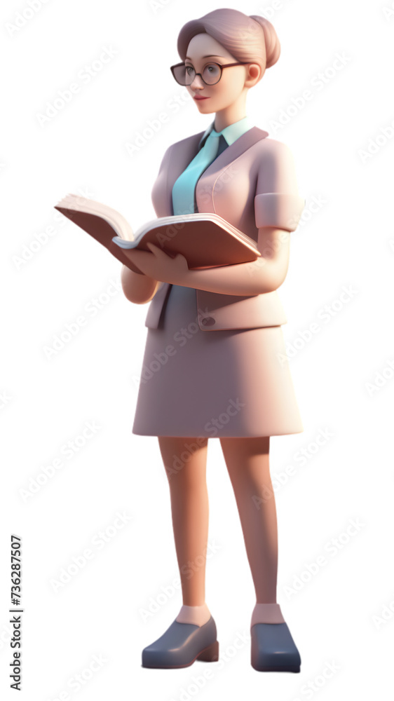 Female Teacher Cartoon Character on a Transparent Background Generative A1. Female Teacher Cartoon Character on a Transparent Background Generative A1.