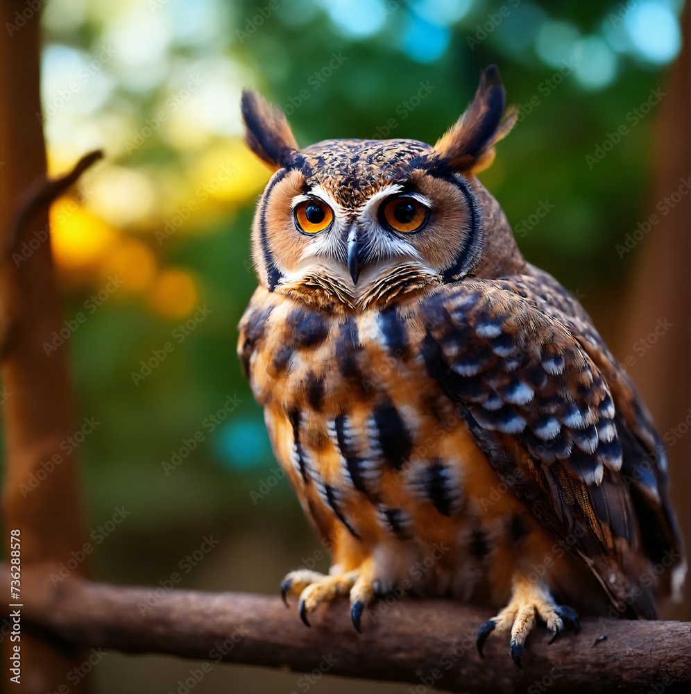 Obraz premium great horned owl on a branch