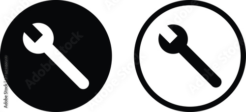 Wrench icon set in two styles isolated on white background . Tools icon vector . Maintenance icon 