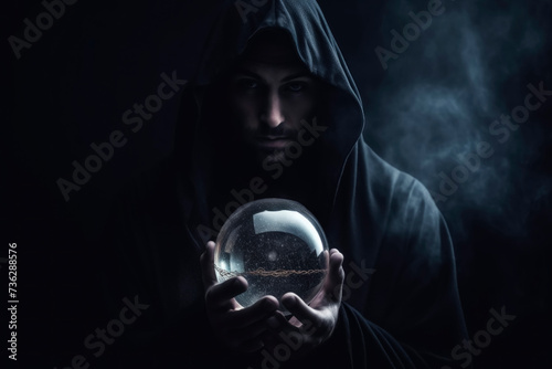 Mysterious Figure Holding Crystal Ball