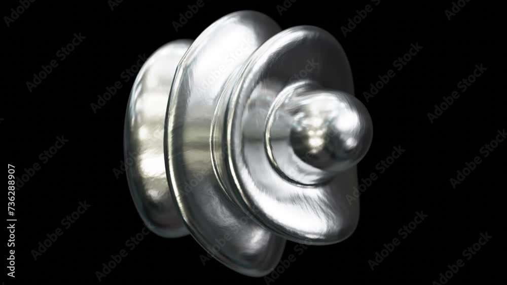 Realistic looping 3D animation of the abstract morphing textured silver metal form rendered in UHD with alpha matte