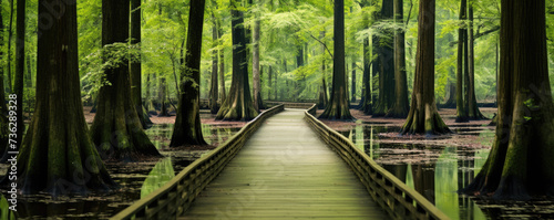 Congaree national park in USA. Forest insouth carolina. photo