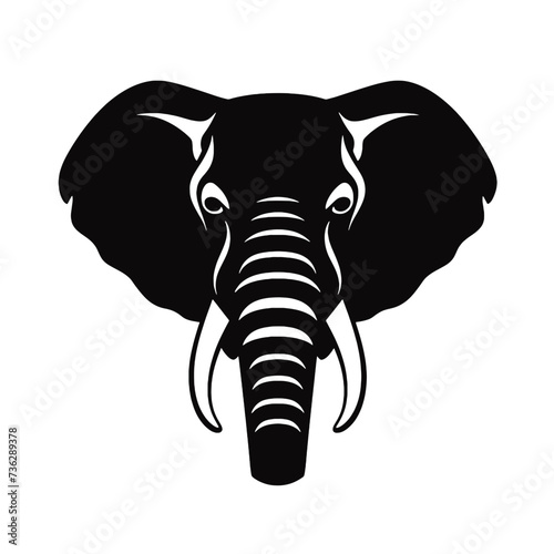 Vector head of mascot elephant head isolated on white