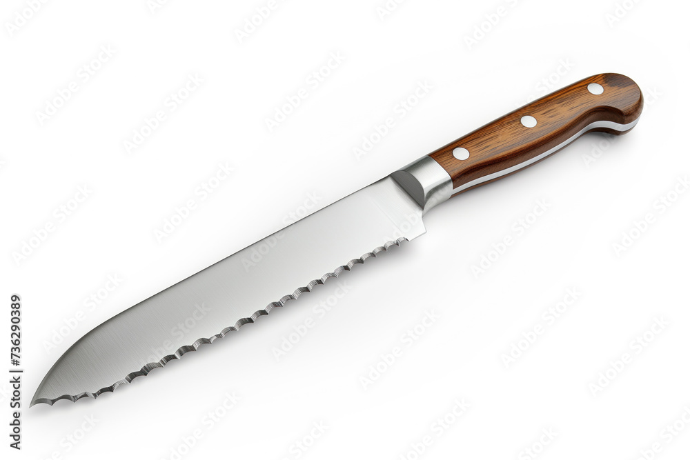 Serrated bread knife with wooden handle Serrated bread knife with wooden handle