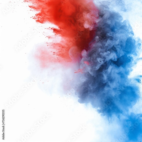 Dust explosion background. Splash of colors smoke dust on white background, abstract pattern.