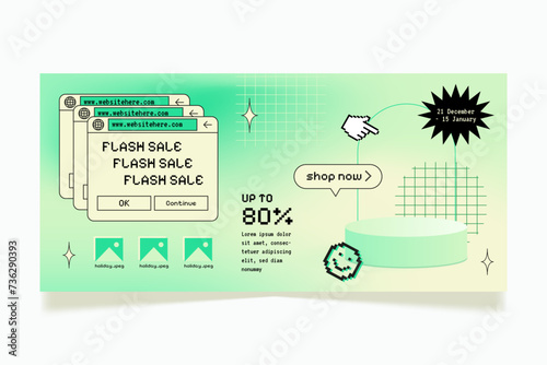 Online shopping horizontal banner templates with retro design