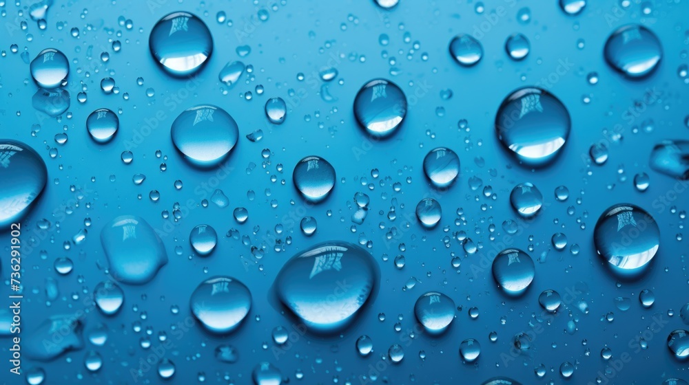 The background of raindrops is in Azure color.