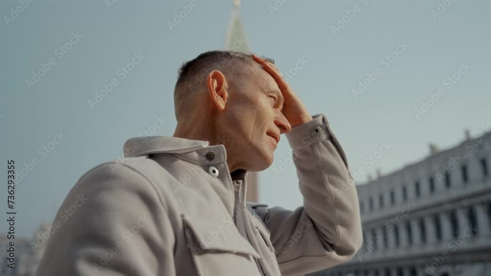 Man Admiring Landmarks At St. Mark s Square