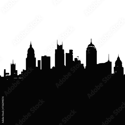  Silhouette of city with black color on white background