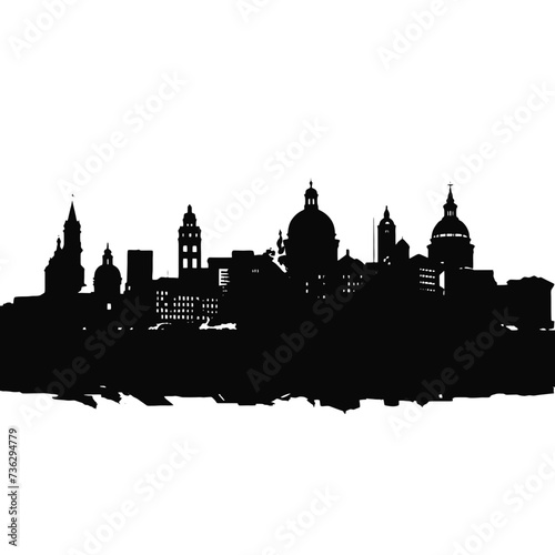  Silhouette of city with black color on white background