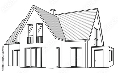 Illustration d'une maison style croquis vectorielle. photo
