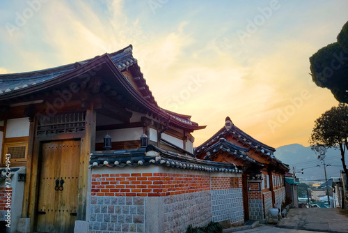 Hanok, Bukchon Hanok Village, alley, landscape, pine tree, ancient ambience, Korean traditional houses, Korean roof tile, palace