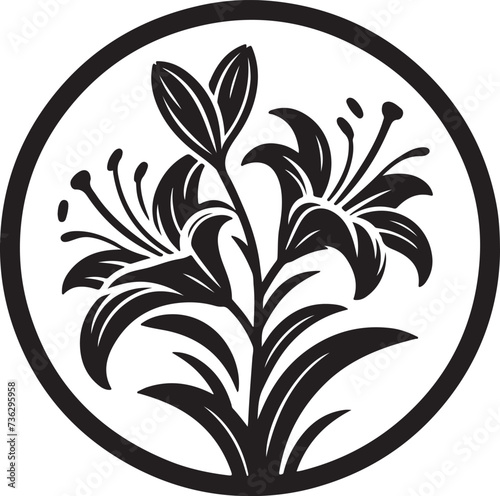 Fototapeta Naklejka Na Ścianę i Meble -  A Lily Flowers Icon Silhouette Vector illustration