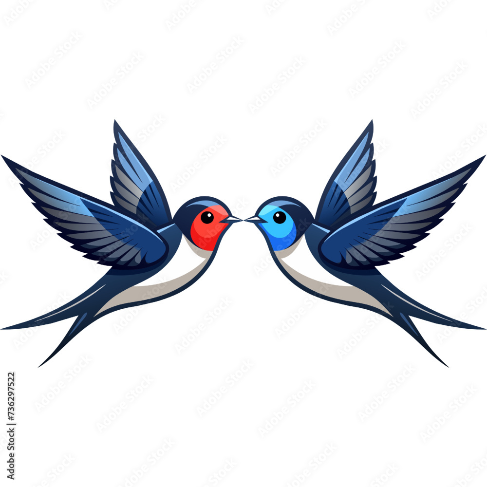 Fototapeta premium Two swallows on a white background. Vector illustration for your design