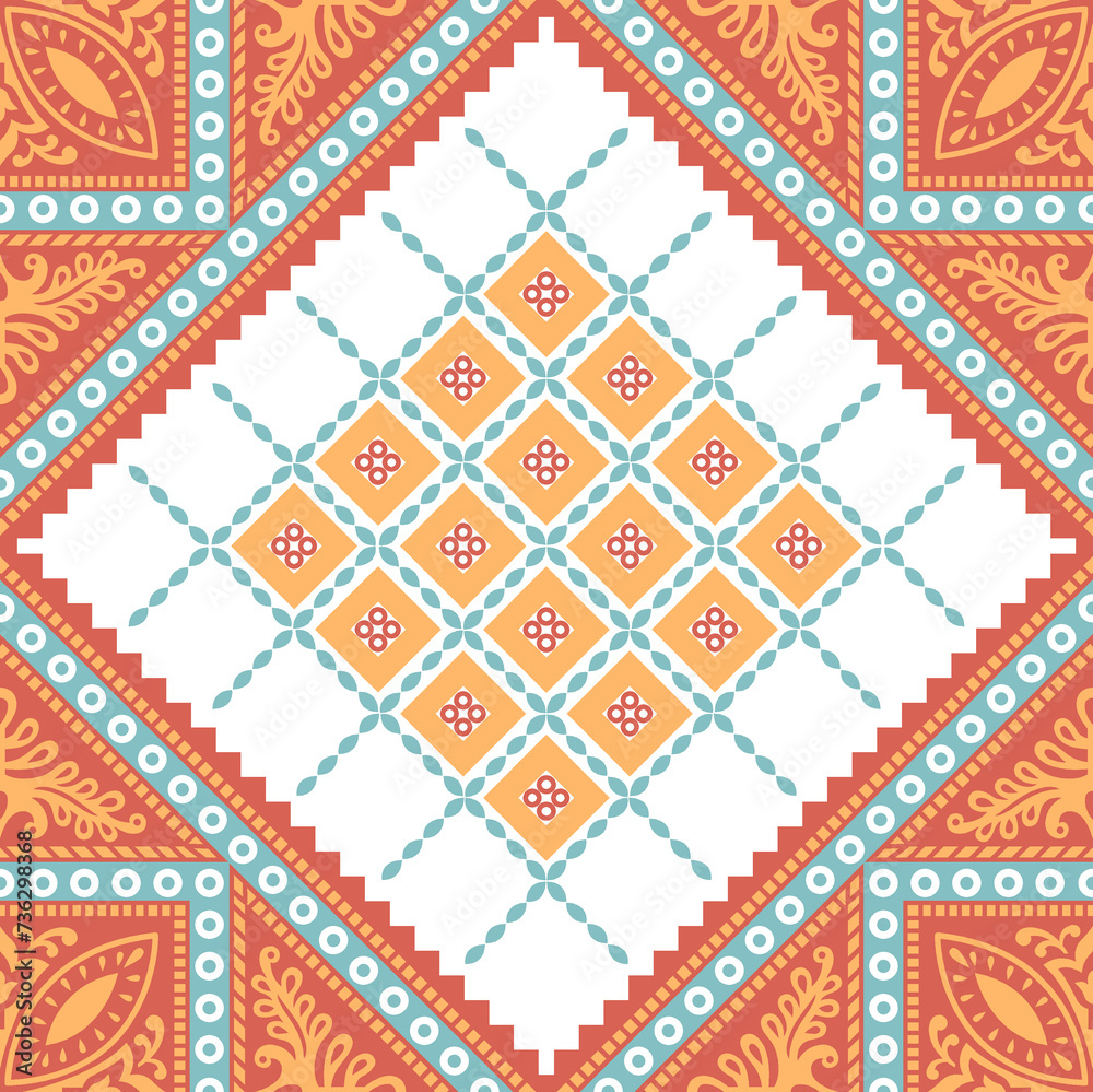 seamless traditional colorful motif background