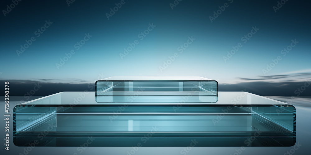light blue round podium and blue background for mock up realistic image, realistic dark platform stage with empty pedestal on dark background light blue round podium and blue background for mock up realistic image, realistic dark platform stage with empty pedestal on dark background