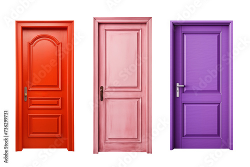 Set of colorful wooden doors. Transparent background. © Rita Paulina Kłysik