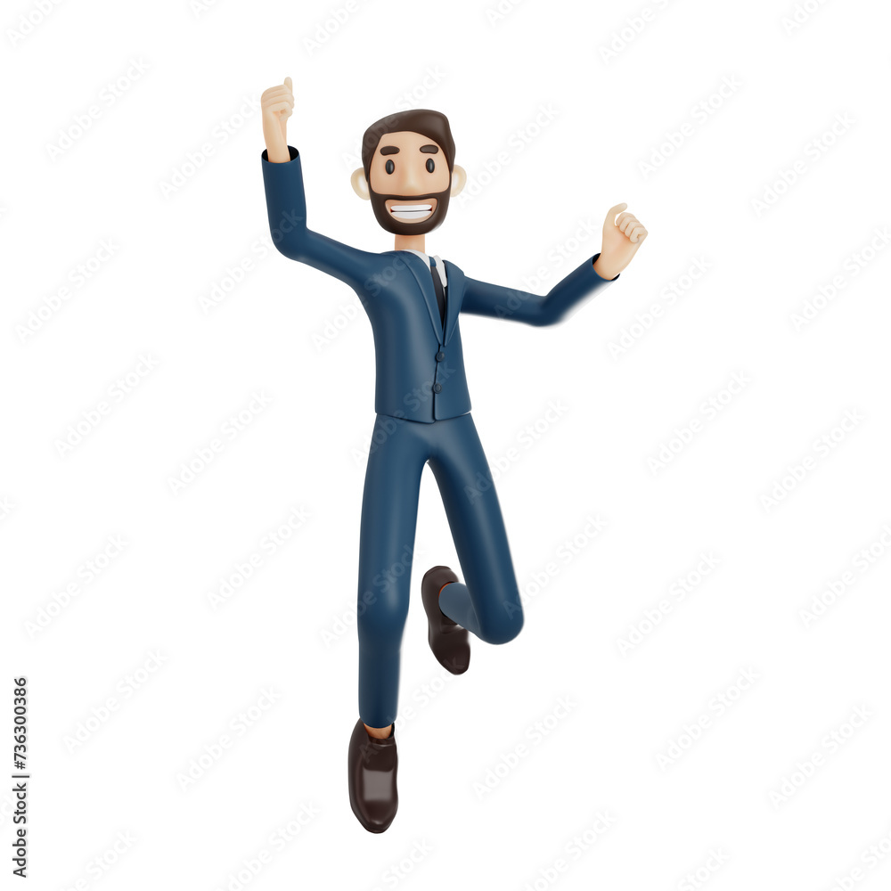 high-quality 3D illustration of a businessman character suitable for use on websites, apps, or similar purposes. The illustration features a handsome man in a dark blue suit. high-quality 3D illustration of a businessman character suitable for use on websites, apps, or similar purposes. The illustration features a handsome man in a dark blue suit.