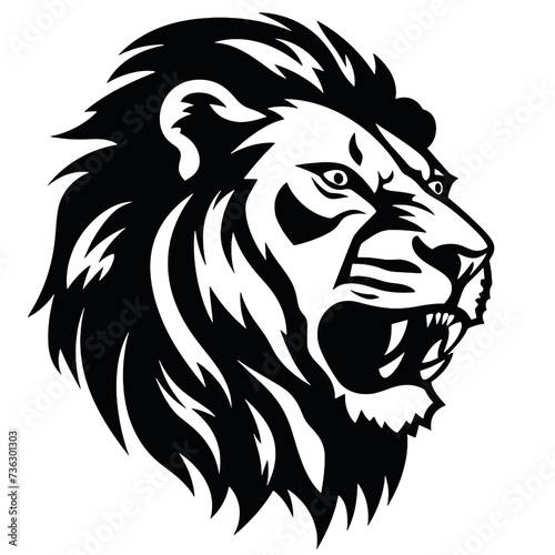 Wallpaper Mural Lion Face, Silhouettes Lion Face SVG, black and white lion vector Torontodigital.ca