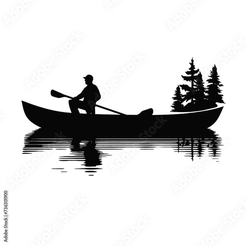 Fishermen On Boat Fishing Silhouette