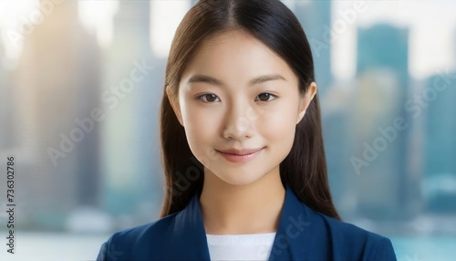Business Success: Portrait of a Young Independent Asian Woman in the City