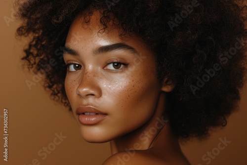 Studio portrait of an attractive young afro woman showcasing natural care for skincare haircare and beauty