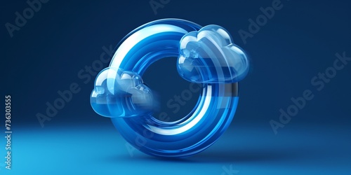 Isolated 3D Icon of Syncing, Round Render of Synchronization. Cloud Technology or Rebooting Recycling Refreshing Resetting Symbol. Illustration. photo