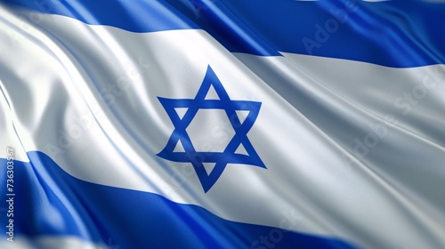 3-dimensional flag of Israel on a blank background with room for text.