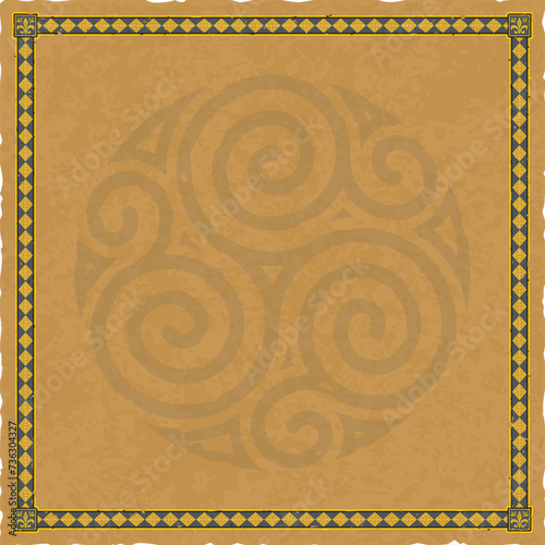 Square Parchment with Fleur de Lis Frame and Celtic Spirals