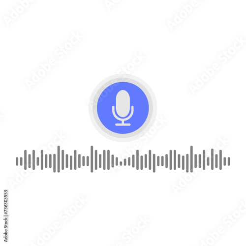 Voice messages bubble icon with sound wave and microphone. Voice messaging correspondence. Modern flat style vector illustration.